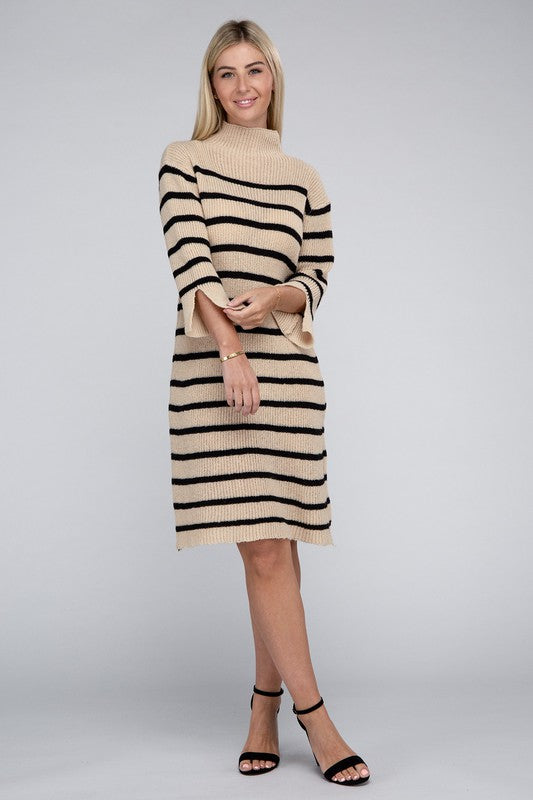 Striped Pattern Sweater Dress - Luxxfashions
