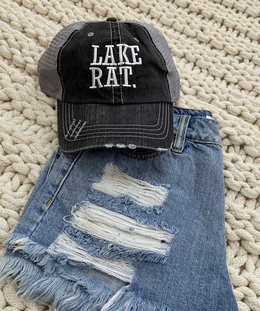 Lake Rat Embroidered Trucker Hat - Luxxfashions