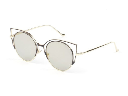Women Mirrored Round Cat Eye Fashion Sunglasses - Luxxfashions