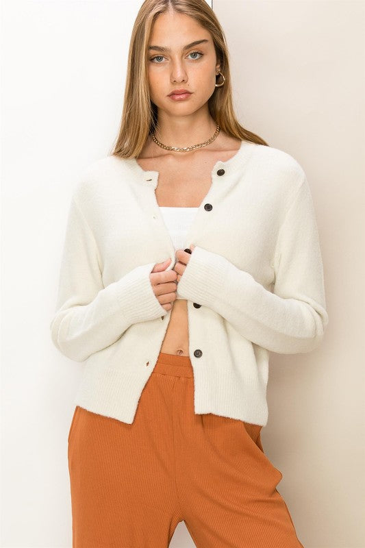 Chic Button-Front Cardigan Sweater - Luxxfashions