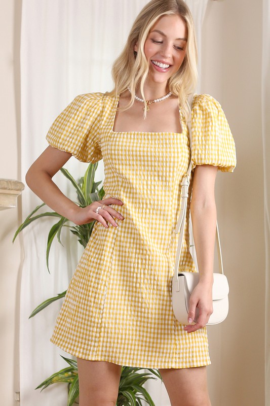 SS back strap dress - gingham - Luxxfashions
