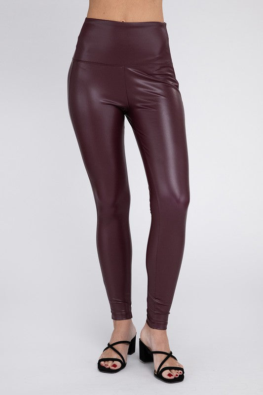 High Rise Faux Leather Leggings - Luxxfashions