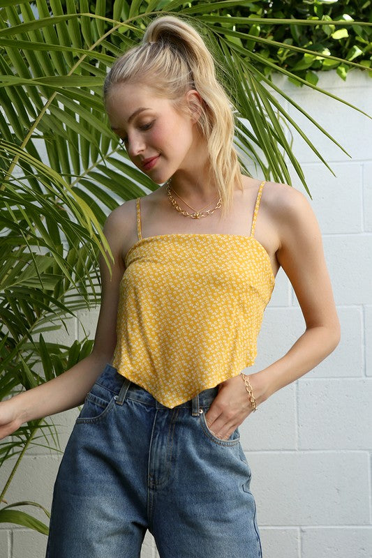 SL yellow floral tank top - Luxxfashions