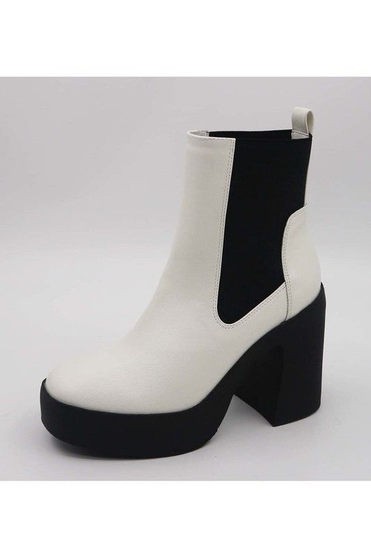 Chunky Heel Bootie - Platform Ankle Boots
