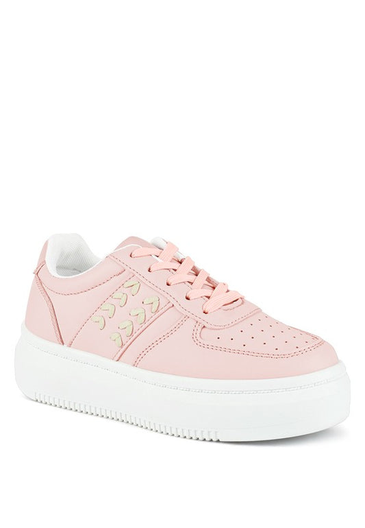 Faux Leather Cross Stitch Sneakers - Monique Collection