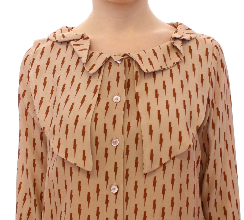 Licia Florio Pink Long Sleeve Button Front Blouse Shirt