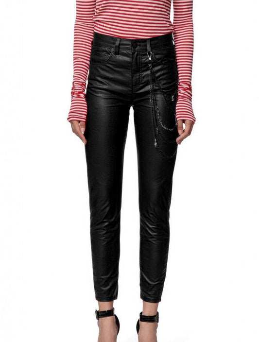 Gaelle Black Polyethylene Jeans & Pant